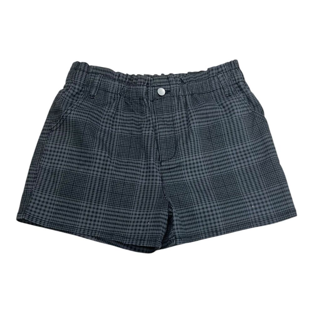 Love, Fire Gray Plaid High Waist Paperbag Shorts Kids XL